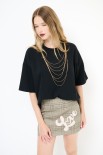 T-SHIRT COLLANA FILI LUNGA NERO