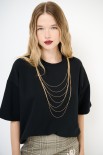 T-SHIRT COLLANA FILI LUNGA NERO