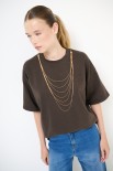 T-SHIRT COLLANA FILI LUNGA MORO