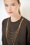T-SHIRT COLLANA FILI LUNGA MORO