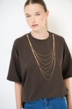 T-SHIRT COLLANA FILI LUNGA MORO