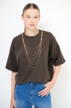 T-SHIRT COLLANA FILI LUNGA MORO