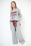 PANTALONE FELPA CON CUCITURA DAVANTI GRIGIO