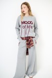 PANTALONE FELPA CON CUCITURA DAVANTI GRIGIO