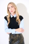GILET PARICOLLO CON SPACCHI NERO