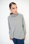 MAGLIA COLLO ALTO CON RIGA DAV. MISTO CACHEMIRE GRIGIO MEDIO