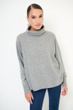 MAGLIA COLLO ALTO CON RIGA DAV. MISTO CACHEMIRE GRIGIO MEDIO