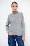 MAGLIA COLLO ALTO MISTO CACHEMIRE GRIGIO
