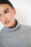 MAGLIA COLLO ALTO MISTO CACHEMIRE GRIGIO
