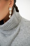 GILET COLLO ALTO CON SPACCHI LANA CACHEMIRE GRIGIO MEDIO