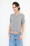 CARDIGAN MEZZA MANICA MISTO CACHEMIRE GRIGIO MEDIO