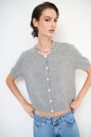 CARDIGAN MEZZA MANICA MISTO CACHEMIRE GRIGIO MEDIO
