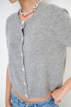 CARDIGAN MEZZA MANICA MISTO CACHEMIRE GRIGIO MEDIO