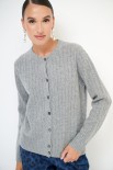 CARDIGAN OVER TRECCIA+SPACCHI LANA CACHEMIRE GRIGIO MEDIO