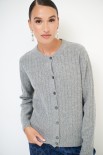 CARDIGAN OVER TRECCIA+SPACCHI LANA CACHEMIRE GRIGIO MEDIO
