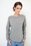 MAGLIA FONDO STONDATO MISTO CACHEMIRE GRIGIO MEDIO