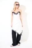 ABITO CON PIZZO A CONTRASTO BEIGE