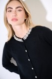 CARDIGAN BOTTONI E COLLO GIOIELLO NERO
