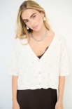 CARDIGAN MEZZA MANICA STRASS BURRO