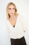 CARDIGAN MEZZA MANICA STRASS BURRO