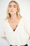 CARDIGAN MEZZA MANICA STRASS BURRO
