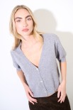 CARDIGAN MEZZA MANICA STRASS GRIGIO