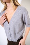 CARDIGAN MEZZA MANICA STRASS GRIGIO