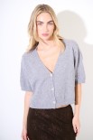 CARDIGAN MEZZA MANICA STRASS GRIGIO