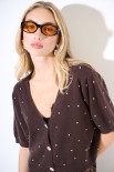 CARDIGAN MEZZA MANICA STRASS MORO