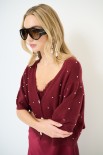 CARDIGAN MEZZA MANICA STRASS VINO