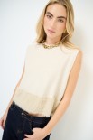 GILET CROP FONDO PELLICCIA BURRO