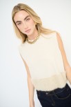 GILET CROP FONDO PELLICCIA BURRO