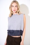 GILET CROP FONDO PELLICCIA GRIGIO