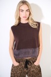 GILET CROP FONDO PELLICCIA MORO