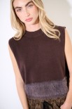 GILET CROP FONDO PELLICCIA MORO