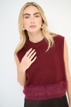 GILET CROP FONDO PELLICCIA VINO