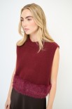 GILET CROP FONDO PELLICCIA VINO