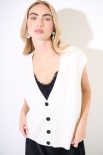 GILET CROP SCOLLO V BURRO