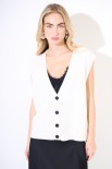 GILET CROP SCOLLO V BURRO
