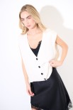 GILET CROP SCOLLO V BURRO