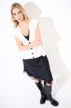 GILET CROP SCOLLO V BURRO