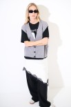 GILET CROP SCOLLO V GRIGIO
