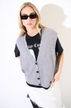 GILET CROP SCOLLO V GRIGIO