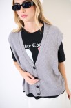 GILET CROP SCOLLO V GRIGIO