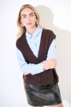GILET CROP SCOLLO V MORO