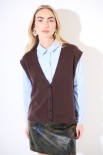 GILET CROP SCOLLO V MORO