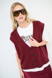 GILET CROP SCOLLO V VINO