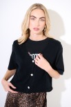 GILET SCOLLO V BOTTONI GIOIELLO NERO
