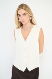 GILET SCOLLO V BOTTONI GIOIELLO BURRO