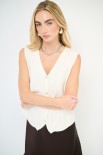 GILET SCOLLO V BOTTONI GIOIELLO BURRO